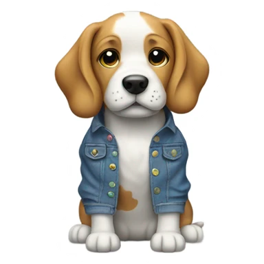 rainbow dog wearing overalls  sticker
