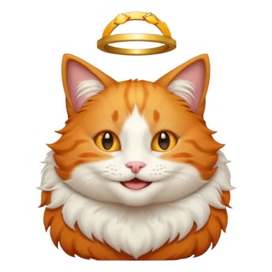 orange cat with a halo, smiling sticker