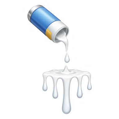 individual white glue white drops falling and dripping down out of a tube, all white sticker