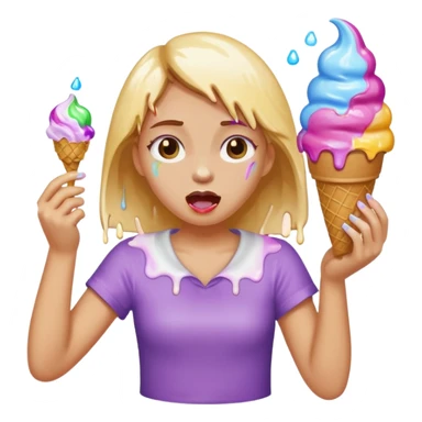 Girl throwing up ice cream sticker