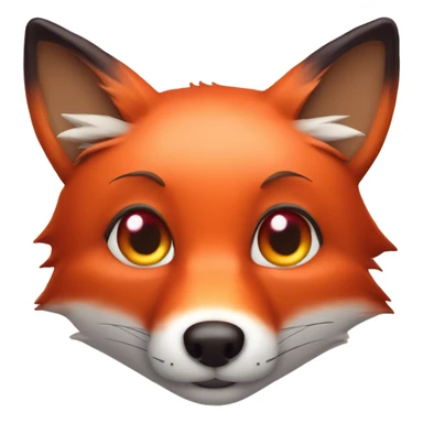 deep lush red fox face with tiny red heart instead of eyes sticker