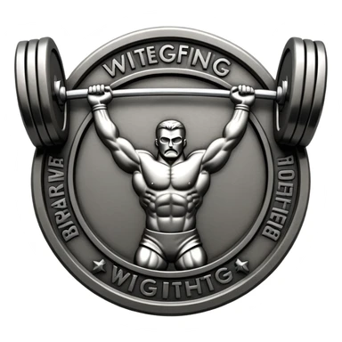 Emblem symbolizing weightlifting, featuring a barbell with heavy weights on either side, lifted above a strong, determined figure. The design conveys strength, focus, and the precision required in the sport. The barbell is centered, with a dynamic, bold style to emphasize power and athleticism.  sticker