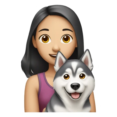 Asian Girl with husky dog sticker