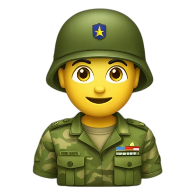 crie um emoji de um militar do exercito brasileiro com o camuflado típico sticker