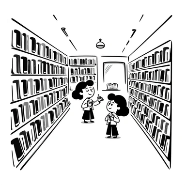 book store with shelves of books sticker