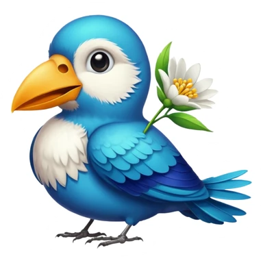 A bird carrying a white flower on its mouse  sticker