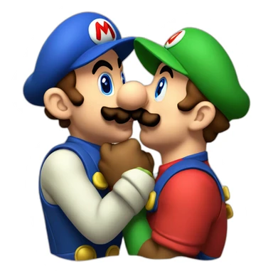 mario kissing luigi sticker