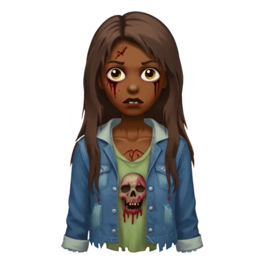 Long hair Brown zumbi famele sticker