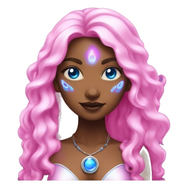 magical diva with pink andromedan skin long hair and blue eyes glowing third eye sticker