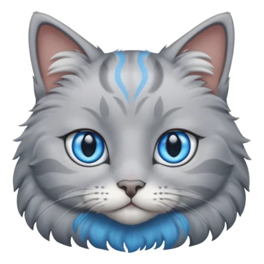 a gray cat with blue eyes on its FOREHEAD sticker