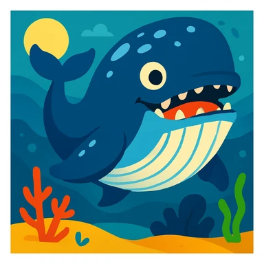 Big humpback whale monster sticker