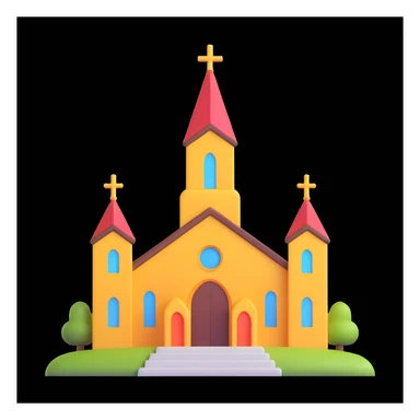 church icon, 3d emoji style sticker