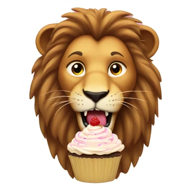 adult lion eats cupcake sticker