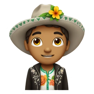 Cute mexican boy with flower sticker