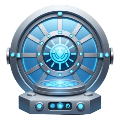 🛠️🔵 Imagine a futuristic lab powered by an arc reactor, glowing with blue light, filled with holographic screens and creative energy. sticker