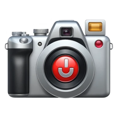 camera with a play symbol and a plus sign sticker