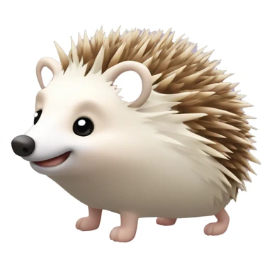 Hedgehog white creamy quills one pink ear one brown ear different colored ears sticker