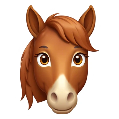 Cinematic Cute Chestnut Horse Portrait Emoji, Head tilted playfully and inquisitively, showcasing a glossy chestnut fur with a vibrant sheen and gentle, expressive amber eyes, Simplified yet irresistibly adorable features, highly detailed, glowing with a warm, friendly glow, high shine, affectionate and spirited, stylized with a touch of whimsy, bright and endearing, soft glowing outline, capturing the essence of a mischievous yet loving horse, so playful it feels like it could prance out of the screen and into your arms! sticker