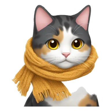 Fat Calico cat wearing a knit scarf sticker