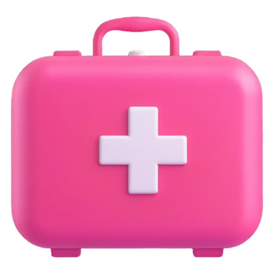 pink first aid kit, shiny and rounded, 3D emoji style sticker