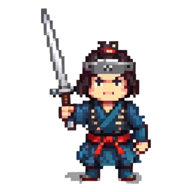 samurai striking with katana sword sticker