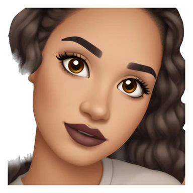 Maddy Perez euphoria show teenager: warm brown eyes, bold black sharp eyeliner, dark arched brows, full nude-berry lips, light latina skin, high cheekbones, sleek dark brown long hair in waves/ponytail, gems on her eyelids 

 sticker