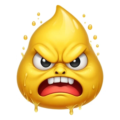 Yellow liquid with angry face sticker