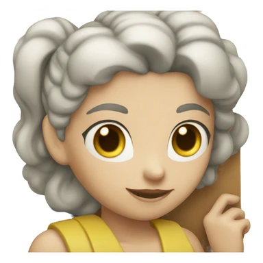 A woman holding a board that says the number "34" sticker