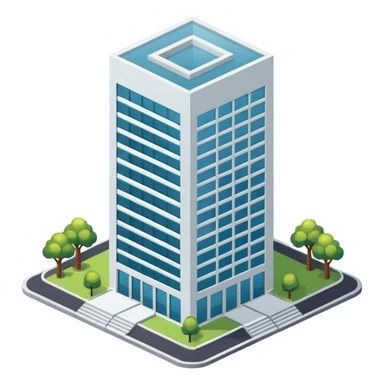 Office building isometric exterior sticker