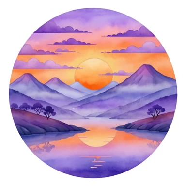 watercolor misty sunset sticker