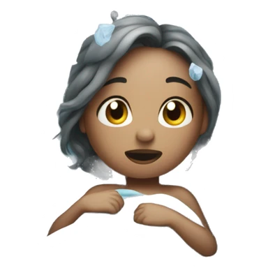 Girl shivering in bed of ice sticker