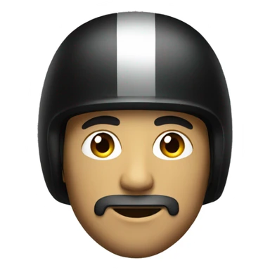 A stylish male in a black helmet with a face and body sticker