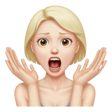 A human, hands around neck, screaming sticker