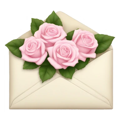 White envelope with light pink roses sticker