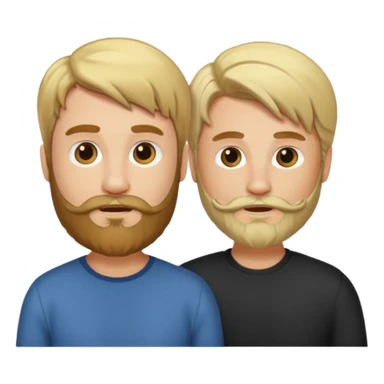 Man with a beard and long hair gathered with another short-haired blond man sticker