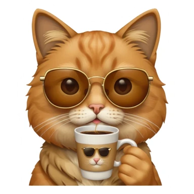 sunglasses cat drink coffee sticker