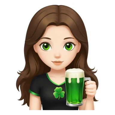 brunette hair down girl black top holding a beer make her st. pattys themed sticker