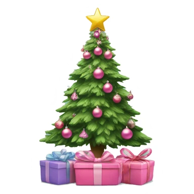 Christmas tree with pink ornaments and presents underneath  sticker