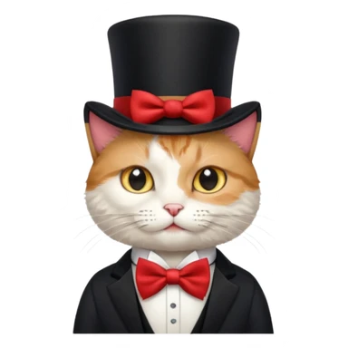 Cat  and wearing a top hat and a bow tie sticker