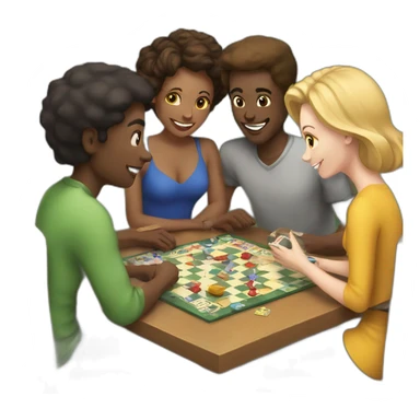 Four white friends playing board game sticker