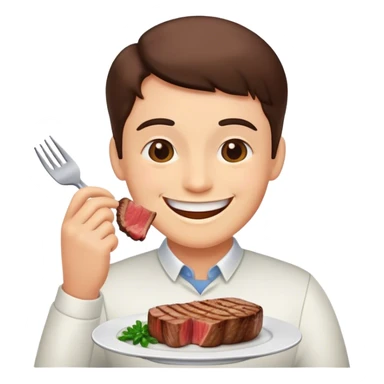 스테이크 먹고있는 스마일 sticker