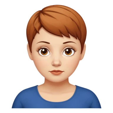 classic teacher emoji but fatter and with a brown pixie cut, make her white and the pixy cut is pointy and dark brown and she is very fat sticker