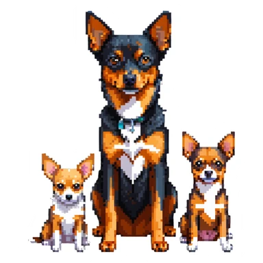 two shepherd dogs and a miniature pinscher Chihuahua together sticker