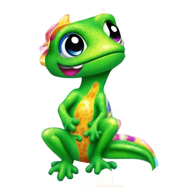Lisa frank glitter gecko with a lily sticker