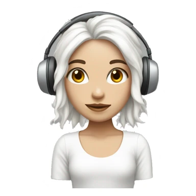 Una chica de piel blanca y pelo rojizo, que usa auriculares blancos  sticker
