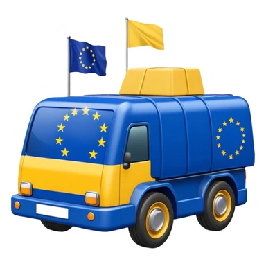 cargo car with European Union flag on the side sticker
