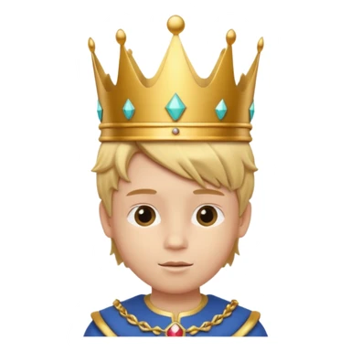 Royal Kid boy with fancy crown head 3d face sticker