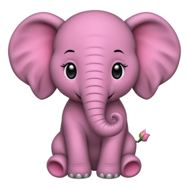 Un bébé éléphant tout rose avec des cheveux noirs sticker