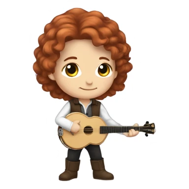 Vivaldi middle aged auburn hair chibi standing banjo  sticker