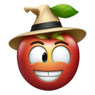 apple emoji smiling with hat on sticker